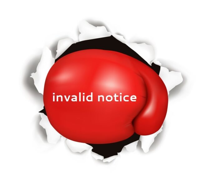 Boxing glove image with "notice invalid"
